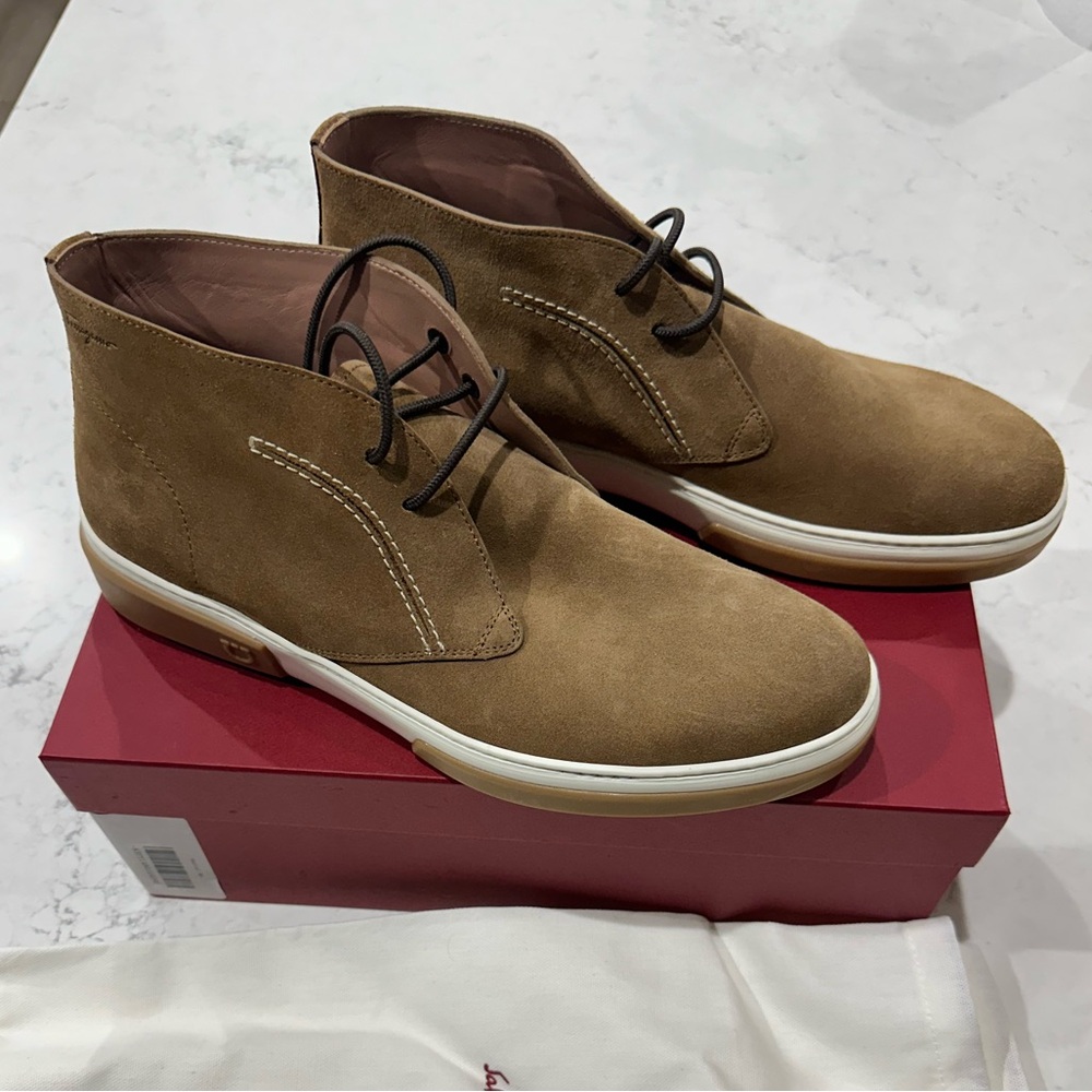 Authentic Salvatore Ferragamo Alder Suede Ankle Lace-Up Boots Size 9.5